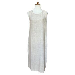 Briggs Linen Tan Strip Shift Dress Small